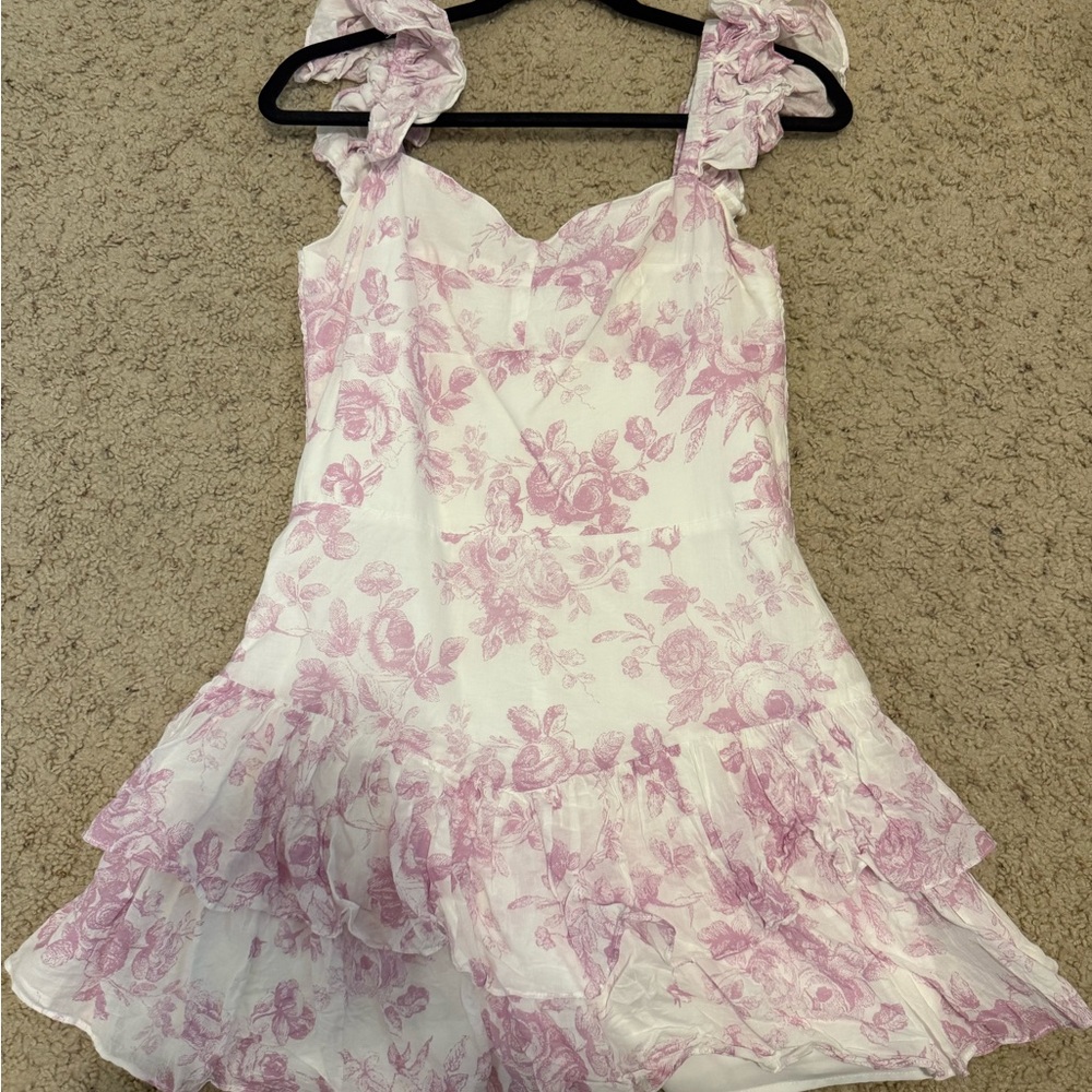 Stella Laguna Beach Pink and White Floral Mini Dress with built in shorts